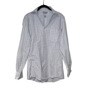 Van Heusen Professional Button Down Mens 14.5 32/33 White Purple Cotton Blend